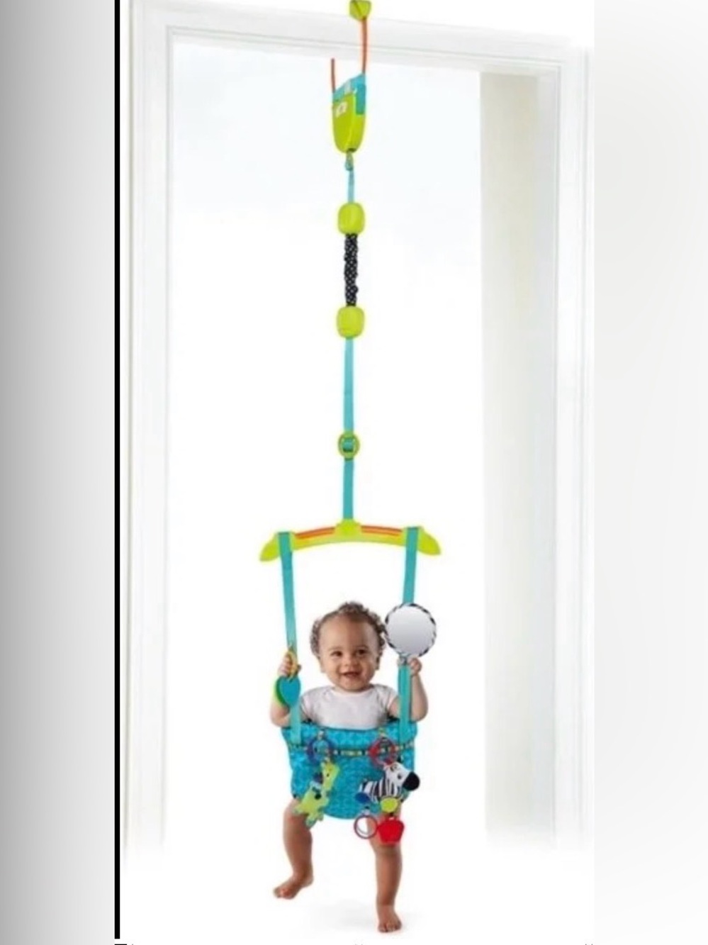Infant Door Jumper with Blue and Lime Activity Seat